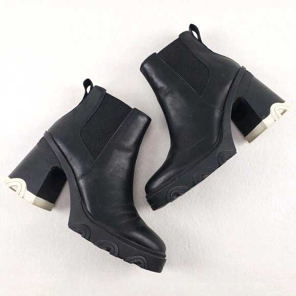 Sorel Shoes - Sorel Brex Chelsea Ankle Boot Womens 8 Black Leather Pull On Waterproof Block